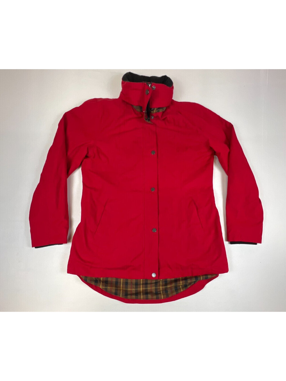 Pendleton Women's Red Plaid Lined Hooded Utility Rain Jacket Size M
